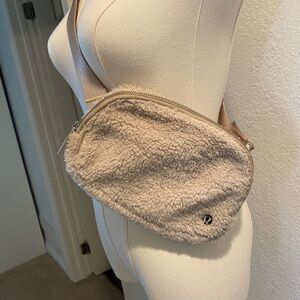 Cozy Beige Sherpa Crossbody Bag